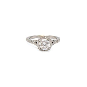 14k White Gold Diamond Halo Engagement Ring